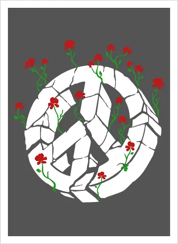 Peace Through Flowers Broken Peace Sign Art