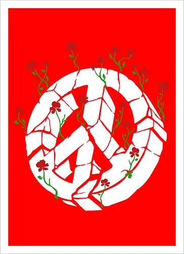 Peace Through Flowers Broken Peace Sign Art