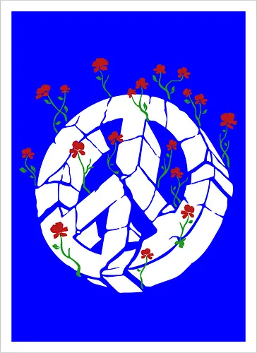 Peace Through Flowers Broken Peace Sign Art