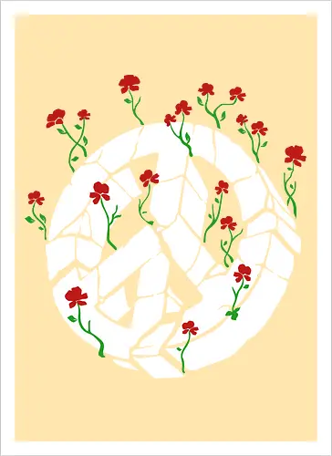 Peace Through Flowers Broken Peace Sign Art