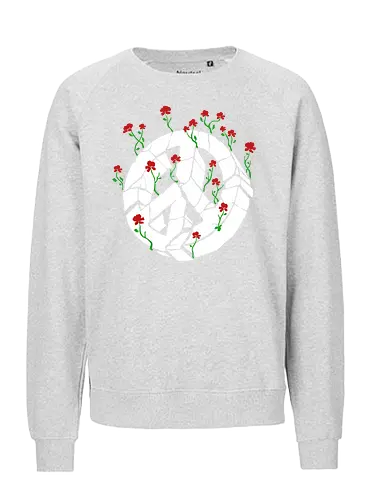 Peace Through Flowers Broken Peace Sign Art - Peace sign, broken peace, flowers, roses, pacifist, anti-war, hope, protest, nature, activist, peace and love, unique art, symbolic, inspirational, peaceful, art print, protest art, flower art, human rights - Fairtrade Sweatshirt