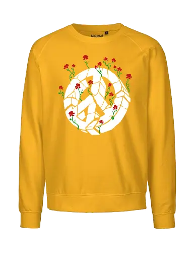 Peace Through Flowers Broken Peace Sign Art - Peace sign, broken peace, flowers, roses, pacifist, anti-war, hope, protest, nature, activist, peace and love, unique art, symbolic, inspirational, peaceful, art print, protest art, flower art, human rights - Fairtrade Sweatshirt