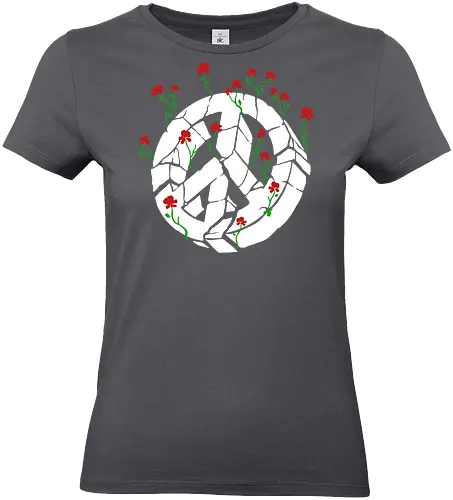 Peace Through Flowers Broken Peace Sign Art - Peace sign, broken peace, flowers, roses, pacifist, anti-war, hope, protest, nature, activist, peace and love, unique art, symbolic, inspirational, peaceful, art print, protest art, flower art, human rights - Standard T-Shirt (Frauen)