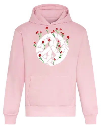 Peace Through Flowers Broken Peace Sign Art - Peace sign, broken peace, flowers, roses, pacifist, anti-war, hope, protest, nature, activist, peace and love, unique art, symbolic, inspirational, peaceful, art print, protest art, flower art, human rights - Heavyweight Hoodie
