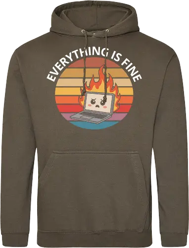 Everything Is Fine" Laptop on Fire Funny Tech Art