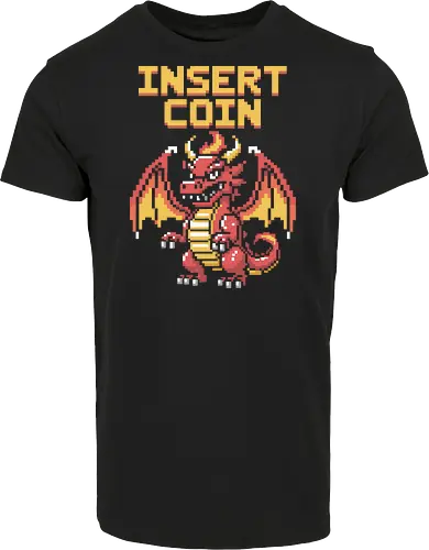 "Insert Coin" Pixel Art Retro Arcade Dragon Game Art