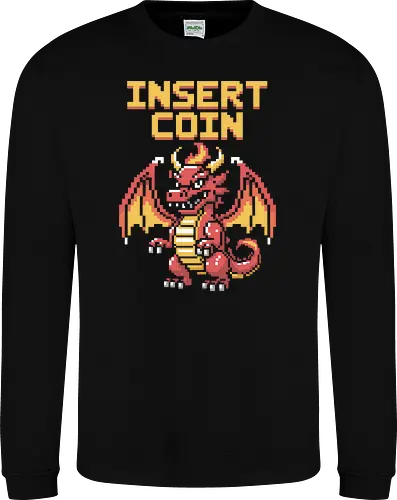 "Insert Coin" Pixel Art Retro Arcade Dragon Game Art