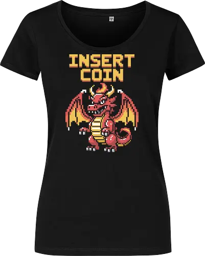 "Insert Coin" Pixel Art Retro Arcade Dragon Game Art