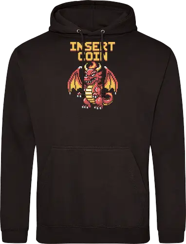 "Insert Coin" Pixel Art Retro Arcade Dragon Game Art