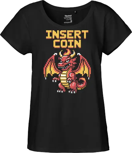 "Insert Coin" Pixel Art Retro Arcade Dragon Game Art
