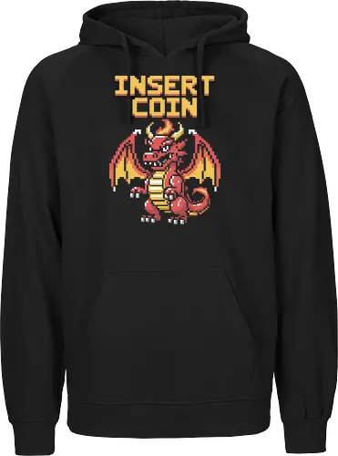 "Insert Coin" Pixel Art Retro Arcade Dragon Game Art