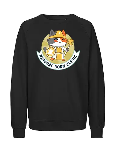 RPG Cats - Natural Born Cleric - RPGArt, FantasyIllustration, DungeonCrawl, CuteFantasy, rpg, Pen and Paper, Katzen, fantasy katzen, Pen and paper, RPG, gaming, fantasy, D20, 20 sided dice, character classes, rollenspiel, rpg, rpg katzen - Fairtrade Sweatshirt