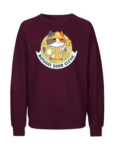 RPG Cats - Natural Born Cleric - RPGArt, FantasyIllustration, DungeonCrawl, CuteFantasy, rpg, Pen and Paper, Katzen, fantasy katzen, Pen and paper, RPG, gaming, fantasy, D20, 20 sided dice, character classes, rollenspiel, rpg, rpg katzen - Fairtrade Sweatshirt