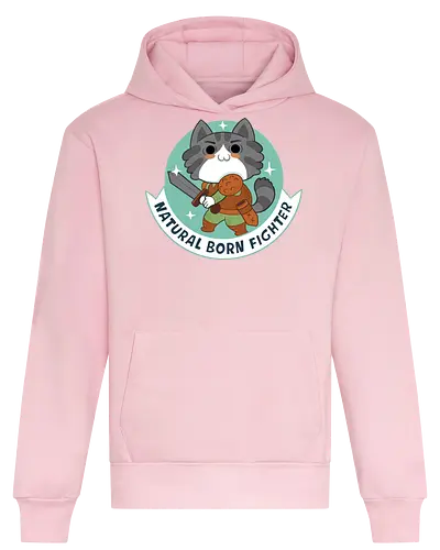 RPG Cats - Natural Born Fighter - RPGArt, FantasyIllustration, DungeonCrawl, CuteFantasy, rpg, Pen and Paper, Katzen, fantasy katzen, Pen and paper, RPG, gaming, fantasy, D20, 20 sided dice, character classes, rollenspiel, rpg, rpg katzen - Heavyweight Hoodie
