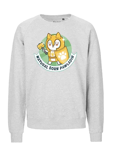 RPG Cats - Natural Born Pawladin - RPGArt, FantasyIllustration, DungeonCrawl, CuteFantasy, rpg, Pen and Paper, Katzen, fantasy katzen, Pen and paper, RPG, gaming, fantasy, D20, 20 sided dice, character classes, rollenspiel, rpg, rpg katzen - Fairtrade Sweatshirt