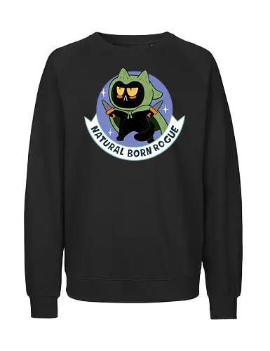 RPG Cats - Natural Born Rogue - RPGArt, FantasyIllustration, DungeonCrawl, CuteFantasy, rpg, Pen and Paper, Katzen, fantasy katzen, Pen and paper, RPG, gaming, fantasy, D20, 20 sided dice, character classes, rollenspiel, rpg, rpg katzen - Fairtrade Sweatshirt