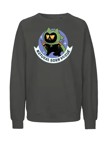 RPG Cats - Natural Born Rogue - RPGArt, FantasyIllustration, DungeonCrawl, CuteFantasy, rpg, Pen and Paper, Katzen, fantasy katzen, Pen and paper, RPG, gaming, fantasy, D20, 20 sided dice, character classes, rollenspiel, rpg, rpg katzen - Fairtrade Sweatshirt