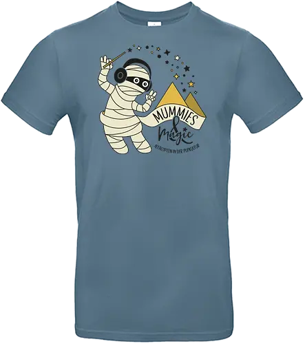 Logo Mummies & Magic (Front) - Nilpferd, Krokodil, Mumie, Ägypten, Podcast, Pyramide - Standard T-Shirt