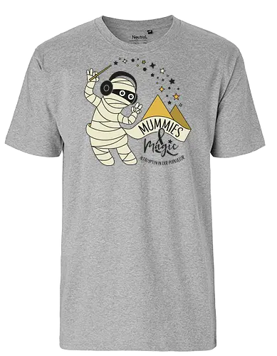 Logo Mummies & Magic (Front) - Nilpferd, Krokodil, Mumie, Ägypten, Podcast, Pyramide - Fairtrade T-Shirt