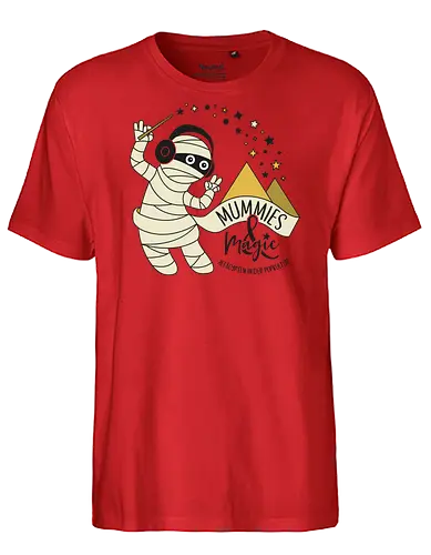 Logo Mummies & Magic (Front) - Nilpferd, Krokodil, Mumie, Ägypten, Podcast, Pyramide - Fairtrade T-Shirt