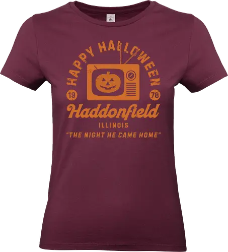 Happy, Happy Halloween - halloween, haddonfield, michael myers, happy halloween, silver shamrock, horror movie, movie retro, 80s movie - Standard T-Shirt (Frauen)