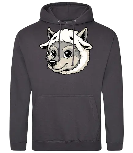 Cute but Dangerous - wolf in sheep’s clothing, cute wolf art, funny wolf design, dangerous but cute, kawaii wolf illustration, cartoon wolf design, dark humor art, ironic animal art, bold graphic design, unique t-shirt print, POD design wolf, retro cartoon animal, clever illustration, funny predator prey art, stylish wolf art, sheep disguise wolf, humor animal design, alternative art print, wolf lover gift, bold streetwear wolf - Standard Hoodie