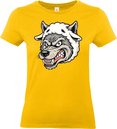 Wolf in Sheep’s Clothing - wolf in sheep’s clothing, fierce wolf art, edgy animal illustration, predator disguise design, ironic wolf cartoon, bold wolf drawing, humor animal art, alternative illustration, strong graphic design, POD wolf design, unique wolf artwork, alternative streetwear, wolf fashion illustration, dark humor cartoon, funny predator prey art, dangerous wolf design, gothic wolf style, angry wolf face art, statement t-shirt print, edgy wolf lovers gift - Standard T-Shirt (Frauen)