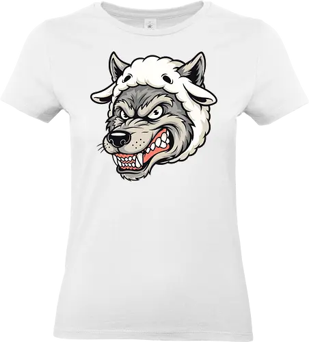 Wolf in Sheep’s Clothing - wolf in sheep’s clothing, fierce wolf art, edgy animal illustration, predator disguise design, ironic wolf cartoon, bold wolf drawing, humor animal art, alternative illustration, strong graphic design, POD wolf design, unique wolf artwork, alternative streetwear, wolf fashion illustration, dark humor cartoon, funny predator prey art, dangerous wolf design, gothic wolf style, angry wolf face art, statement t-shirt print, edgy wolf lovers gift - Standard T-Shirt (Frauen)