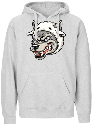 Wolf in Sheep’s Clothing - wolf in sheep’s clothing, fierce wolf art, edgy animal illustration, predator disguise design, ironic wolf cartoon, bold wolf drawing, humor animal art, alternative illustration, strong graphic design, POD wolf design, unique wolf artwork, alternative streetwear, wolf fashion illustration, dark humor cartoon, funny predator prey art, dangerous wolf design, gothic wolf style, angry wolf face art, statement t-shirt print, edgy wolf lovers gift - Fairtrade Hoodie