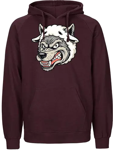 Wolf in Sheep’s Clothing - wolf in sheep’s clothing, fierce wolf art, edgy animal illustration, predator disguise design, ironic wolf cartoon, bold wolf drawing, humor animal art, alternative illustration, strong graphic design, POD wolf design, unique wolf artwork, alternative streetwear, wolf fashion illustration, dark humor cartoon, funny predator prey art, dangerous wolf design, gothic wolf style, angry wolf face art, statement t-shirt print, edgy wolf lovers gift - Fairtrade Hoodie