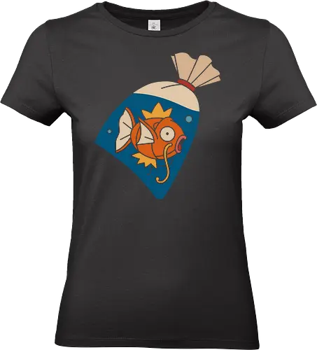 Fish in a Bag Splash Pocket Anime Art - Fish, fish in a bag, anime, manga, video game, Splash, nostalgia, retro gaming, fan merchandise, water type, shonen, Japanese animation, anime print, cute, funny, iconic, Magikarp art - Standard T-Shirt (Frauen)