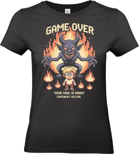 Pixel Demon Game Over - pixel demon t-shirt, retro gamer shirt, game over t-shirt, 8bit style shirt, video game demon tee, funny dark gamer tee, horror pixel art shirt, geek gift t-shirt, arcade style shirt, vintage video game tee, gamer aesthetic clothing, your soul is mine shirt - Standard T-Shirt (Frauen)