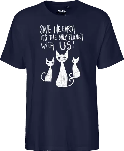 Save the cats - cats, save the earth, funny, global warming, funny cats - Fairtrade T-Shirt