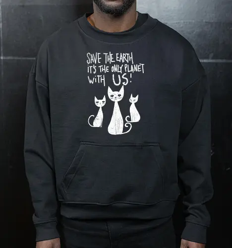Save the cats - cats, save the earth, funny, global warming, funny cats - Cropped Sweatshirt