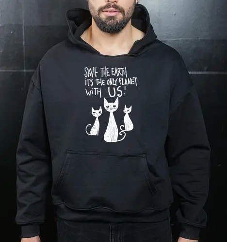 Save the cats - cats, save the earth, funny, global warming, funny cats - Cropped Hoodie