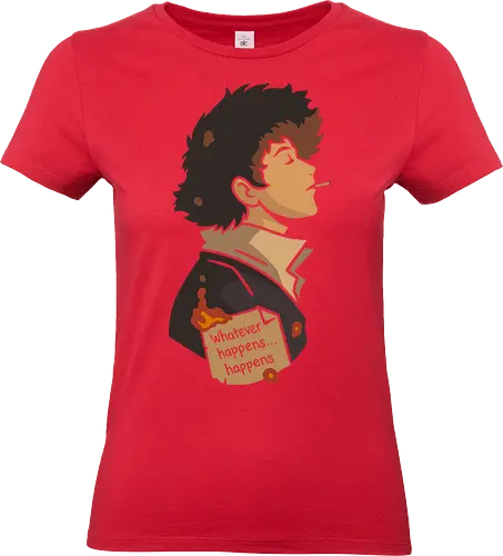 The Weight of Fate - Spike Spiegel, Cowboy, minimalist anime art, Whatever happens happens, Faye Valentine, Jet Black, Ed, Ein, anime poster, retro anime, Japanese animation, vector art, fan art, anime T-shirt design, anime print, Bebop, space bounty hunter - Standard T-Shirt (Frauen)
