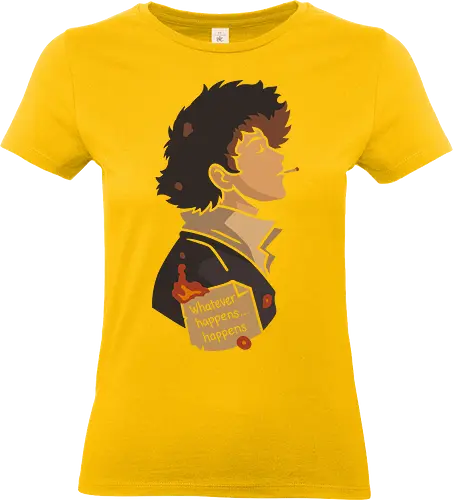 The Weight of Fate - Spike Spiegel, Cowboy, minimalist anime art, Whatever happens happens, Faye Valentine, Jet Black, Ed, Ein, anime poster, retro anime, Japanese animation, vector art, fan art, anime T-shirt design, anime print, Bebop, space bounty hunter - Standard T-Shirt (Frauen)