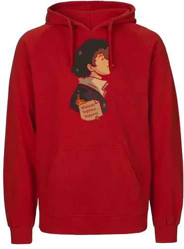 The Weight of Fate - Spike Spiegel, Cowboy, minimalist anime art, Whatever happens happens, Faye Valentine, Jet Black, Ed, Ein, anime poster, retro anime, Japanese animation, vector art, fan art, anime T-shirt design, anime print, Bebop, space bounty hunter - Fairtrade Hoodie