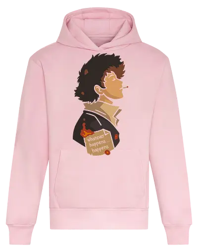 The Weight of Fate - Spike Spiegel, Cowboy, minimalist anime art, Whatever happens happens, Faye Valentine, Jet Black, Ed, Ein, anime poster, retro anime, Japanese animation, vector art, fan art, anime T-shirt design, anime print, Bebop, space bounty hunter - Heavyweight Hoodie