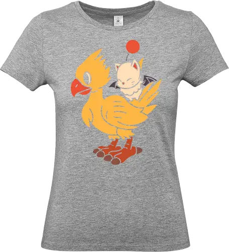 Kweh and Kupo Duo - Chocobo's Dungeon, Kweh, Kupo, Final, gaming art, video game characters, minimalist art, retro gaming, JRPG, fantasy creatures, fan art, kawaii, cute anime, gaming merchandise, Final Fantasy IX, Final Fantasy art - Standard T-Shirt (Frauen)