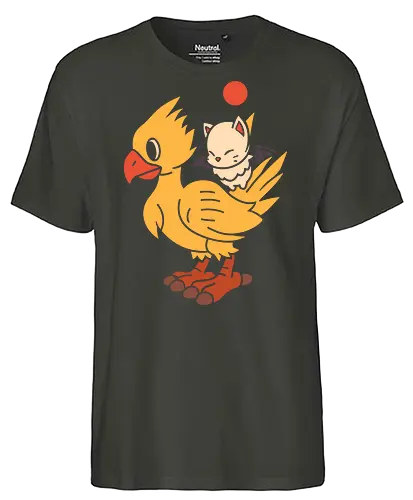 Kweh and Kupo Duo - Chocobo's Dungeon, Kweh, Kupo, Final, gaming art, video game characters, minimalist art, retro gaming, JRPG, fantasy creatures, fan art, kawaii, cute anime, gaming merchandise, Final Fantasy IX, Final Fantasy art - Fairtrade T-Shirt