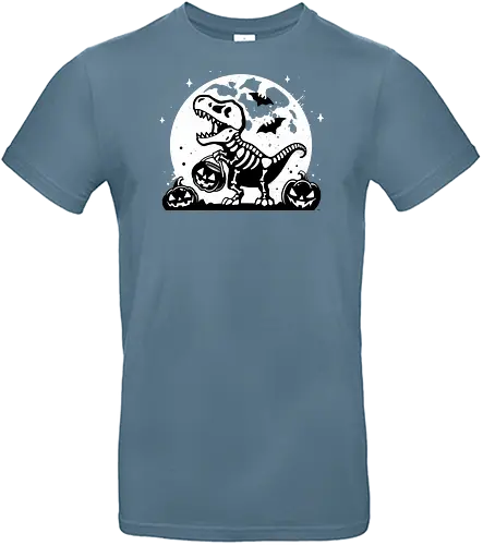 Spooky T-Rex Skeleton - scary, dinosaur, trex, skeleton, halloween, spooky, pumpkin, trick or treat, moon, bats, bones, jurassic, creepy, gothic, prehistoric - Standard T-Shirt