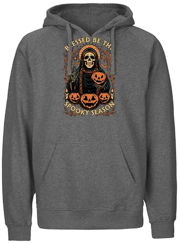 Blessed Spooky Season - Halloween, Skull, Skeleton, Halloween Art, Halloween Humor, Halloween Design, Halloween Aesthetic, Halloween Pumpkin, Creepy, Fright, Creepy, Scary, Bats, Bat, Sacred, Pumpkin, Pumpkin Head, Pumpkin Carving, Vibe, Spooky, Spooky Season, Spooky Skeleton, Candle, Blessed, Bless - Fairtrade Hoodie