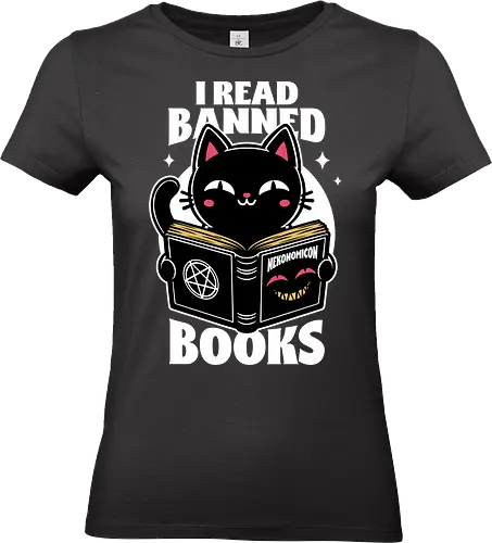 Cat Book Necronomicon  - black cat, dark magic, h.p. lovecraft, cthulhu, necronomicon, book, library, bookworm, horror, fun, funny, nerd, geek, neko, pet - Standard T-Shirt (Frauen)