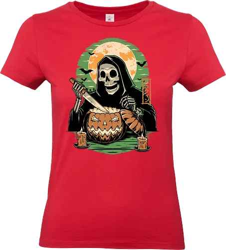 Halloween Pumpkin Carving  - halloween, carving, god, creepy, samhaim, spooky, autumn, skull, skeleton, pumpkin - Standard T-Shirt (Frauen)