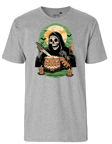 Halloween Pumpkin Carving  - halloween, carving, god, creepy, samhaim, spooky, autumn, skull, skeleton, pumpkin - Fairtrade T-Shirt