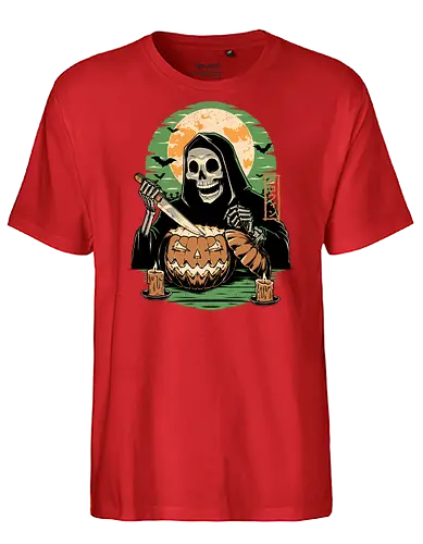 Halloween Pumpkin Carving  - halloween, carving, god, creepy, samhaim, spooky, autumn, skull, skeleton, pumpkin - Fairtrade T-Shirt