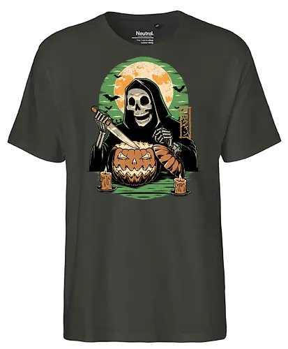 Halloween Pumpkin Carving  - halloween, carving, god, creepy, samhaim, spooky, autumn, skull, skeleton, pumpkin - Fairtrade T-Shirt