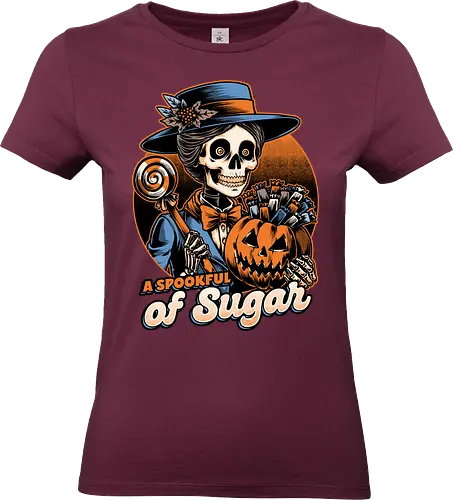 Halloween Spooky Sugar - halloween, holiday, october, spooky, trick or treat, Vintage, Retro Vintage, movie, classic, Scary, creepy, skeleton, skull, spoonful, sugar, musical, candy, pumpkin - Standard T-Shirt (Frauen)