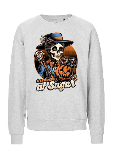 Halloween Spooky Sugar - halloween, holiday, october, spooky, trick or treat, Vintage, Retro Vintage, movie, classic, Scary, creepy, skeleton, skull, spoonful, sugar, musical, candy, pumpkin - Fairtrade Sweatshirt